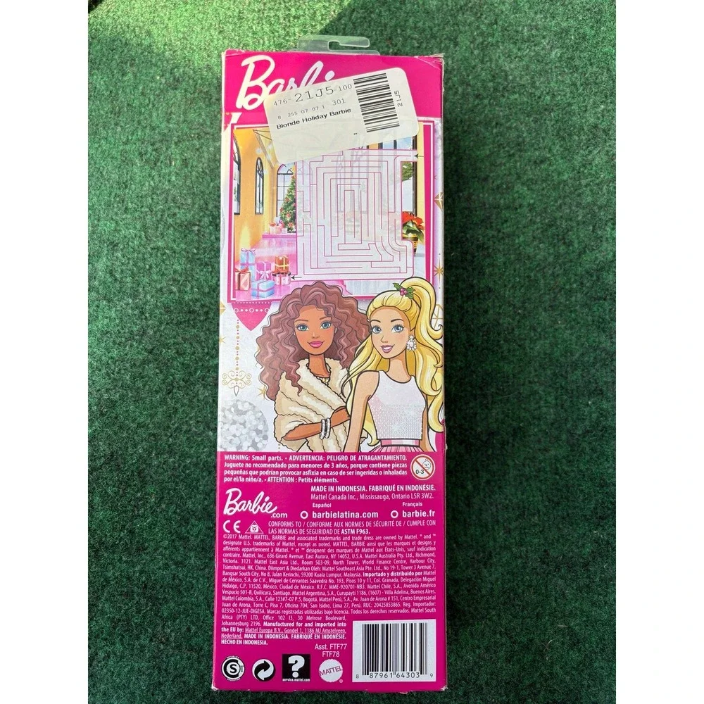 Barbie Holiday Doll 2017 Doll  Red & Gold Christmas Party Dress FTF78
